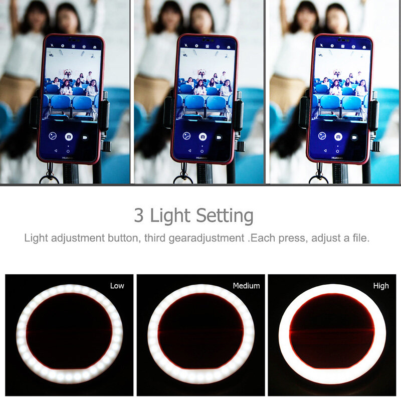 2020 Universal Selfie Ring Light Clip On USB Rechargeable 36 LED Camera Phone Fill Light Whiten Beauty Slimming Photography Lamp