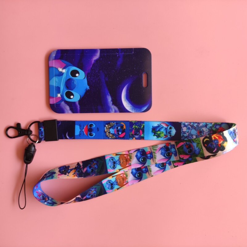 Disney Stitch porta carte di credito cordino porta Badge identificativo per bambini porta carte di credito da donna tracolla personalizzata all'ingrosso