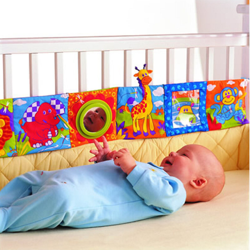 Mainan Pendidikan Sensorik untuk Bayi Baru Lahir Bayi Buku Stiker Tempat Tidur Hewan Jerapah Buku Kain Bumper Tempat Tidur Mainan Bayi 0 12 Bulan