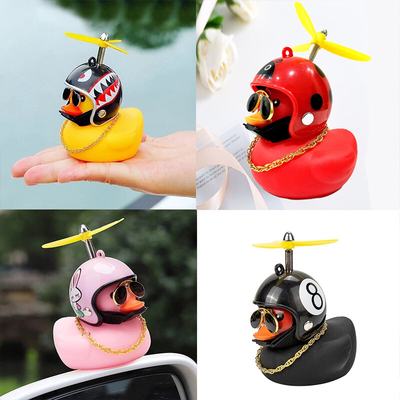 Car Interior Decoration Little Yellow Duck With Helmet For Bike Motorcycle Without Lights Duck Car Ornaments Interior Accessorie