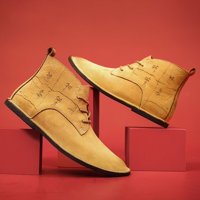 Stivali invernali da uomo in vera pelle 2021 scarpe Oxford alte di moda stivali Chelsea retrò classici stivaletti stringati di marca taglie forti