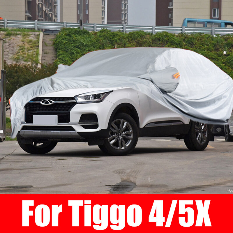 Cubierta Exterior de protección para coche, sombrilla de nieve impermeable a prueba de polvo para Tiggo 4 5X 2018-2021 SUV, accesorios