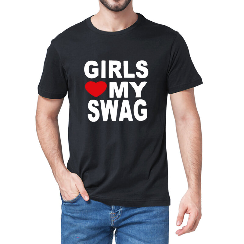 Unisex 100% Meisjes Liefde Mijn Swag Grappige Zomer Mannen Nieuwigheid Oversized T-shirt Mode Vrouwen Casual Streetwear Eu Size Hip hop Tee