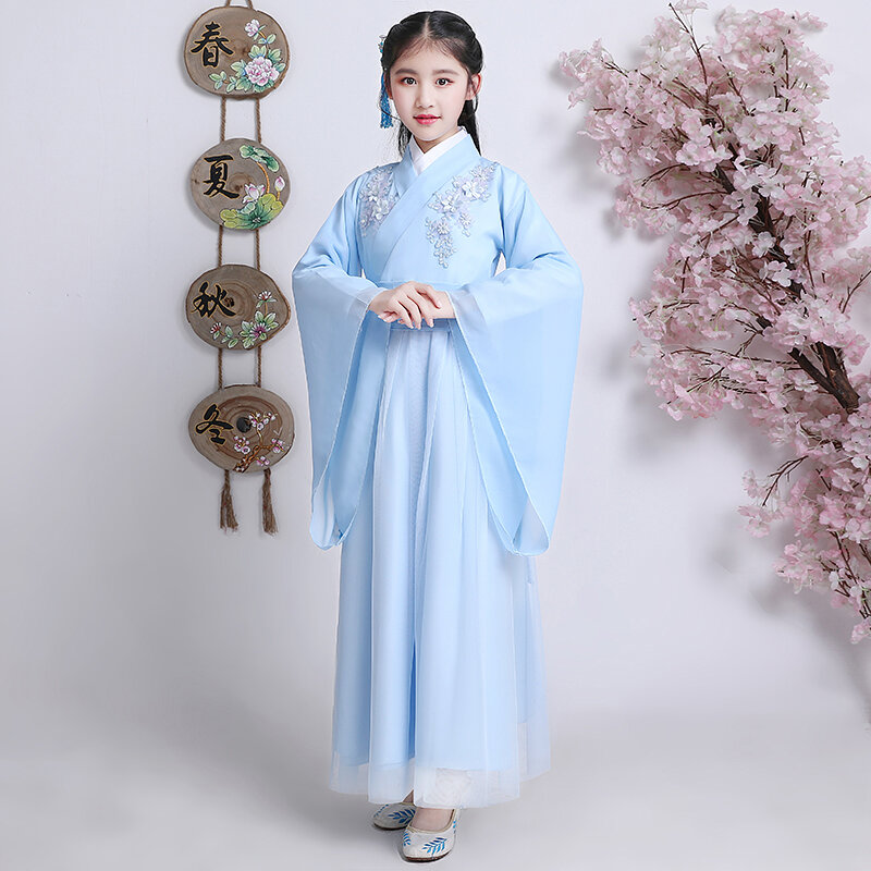 Vestido de baile de fiesta de cumpleaños de princesa Han Fu para niña, vestido chino tradicional para fiesta de noche de boda