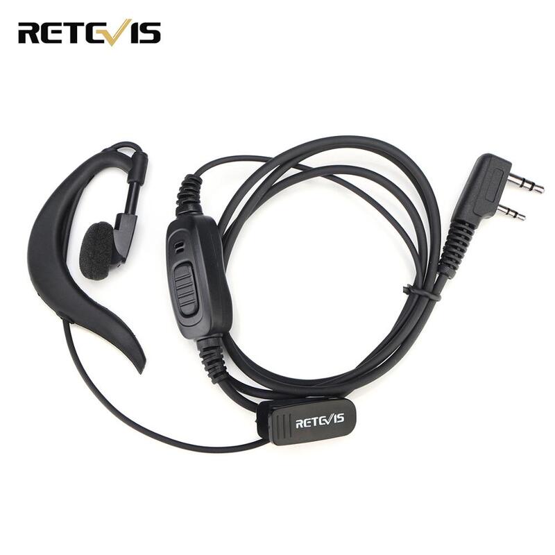 Retevis EEK005 2 pin Earhook Earpiece with PTT Button and Collar Clip for Retevis RT5R RT-5R Two Way Radio C9150A