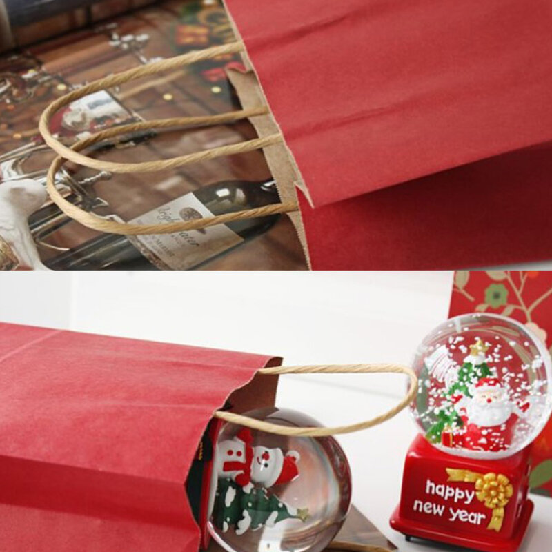 1/10pc 10 colori sacchetto della spesa in carta riciclabile di alta qualità in pelle con manico Kraft regalo per feste conservazione degli alimenti bottino di nozze 2021