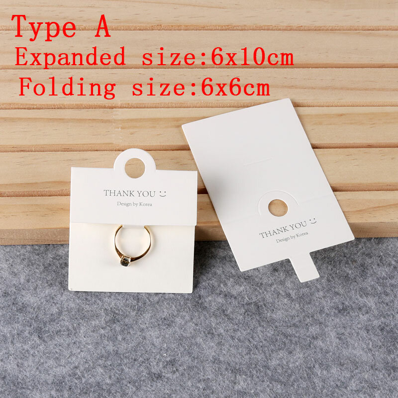 Hot Sale 20Pcs/Lot 6x6cm Rectangle Finger Ring Card White Hoop Buckle Spherical Earrings Packaging Display Cards Hang Tags