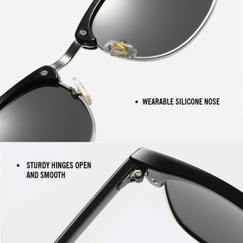 Classic Semi-Rimless Polarized Sunglasses 2024 Men's Women Square Sun glasses Men Oculos De  metal frame sunglasses sunshade