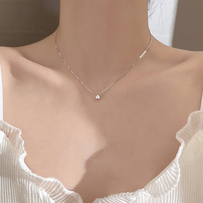 Ожерелье женское из серебра 6,5 пробы с муассанитом, 925 мм, 1 карат
