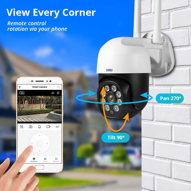 Kamera CCTV nirkabel IP 1080P 3MP PTZ, kamera keamanan rumah luar ruangan pintar Tuya dengan Zoom Digital 4X baru