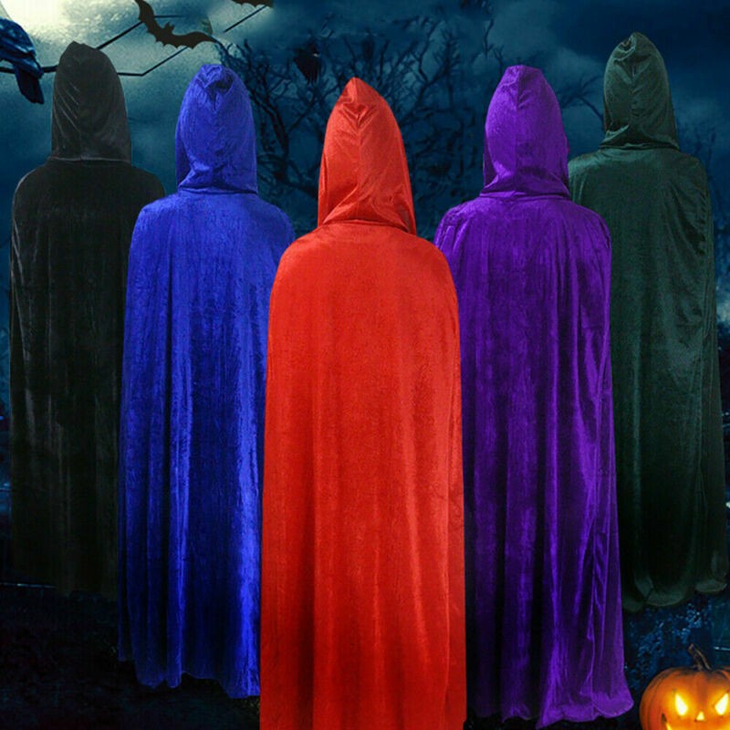 Gothic Có Mũ Áo Người Lớn Quốc Phù Thủy Dài Purim Carnival Halloween Áo Choàng Áo Choàng Áo Dây Larp Nữ Nam Ma Cà Rồng Grim Reaper Đảng