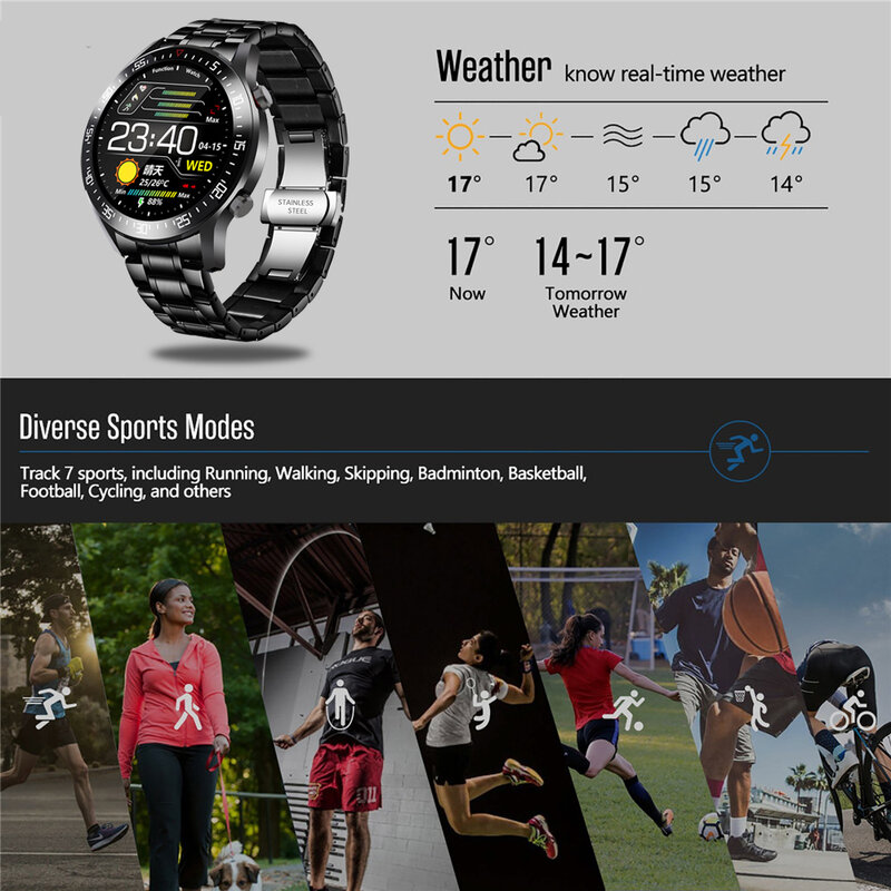 LIGE New Steel Band Smart Watch Men Full Touch Screen Sport Fitness Tracker Watch IP68 Waterproof For Android iOS Man Smartwatch