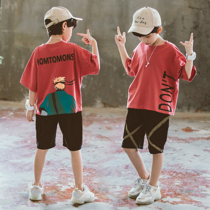 New Summer Boys Clothing Sets Children T-shirt Short Sleeve +Pants Set Two Pieces Set Kids Baby Boys Clothes 6 8 10 11 12 Years