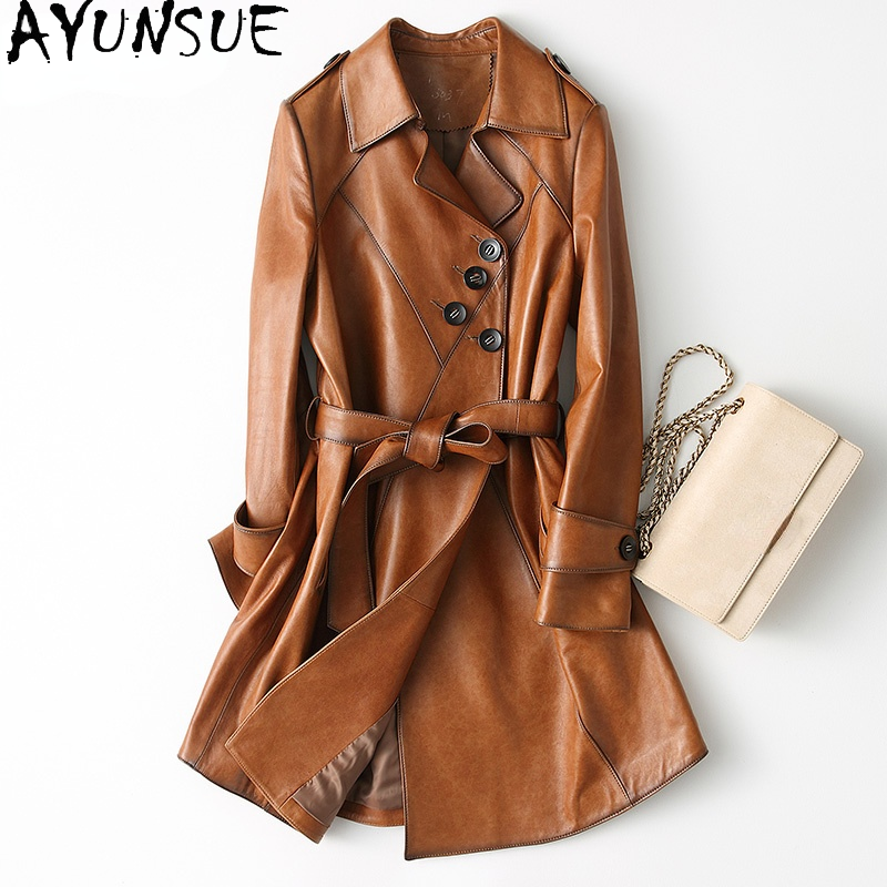 Ayunsue primavera outono genuíno couro de carneiro jaqueta feminina 2021 casaco de pele feminina elegante couro parkas casaco feminino gxy501