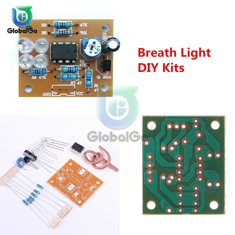 Kit de iluminação led para respiração lm358, conjunto eletrônico de lâmpadas para produção diy, kit de luzes para respiração, laboratório pcb