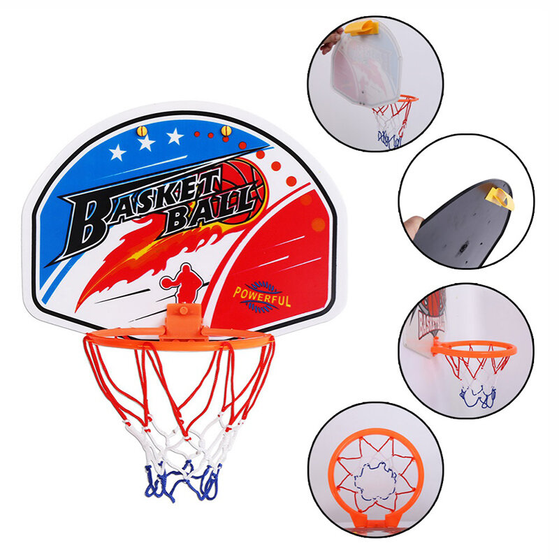 Canasta de baloncesto de plástico para niños, Mini tablero de baloncesto familiar, juego de pared, 27x21cm