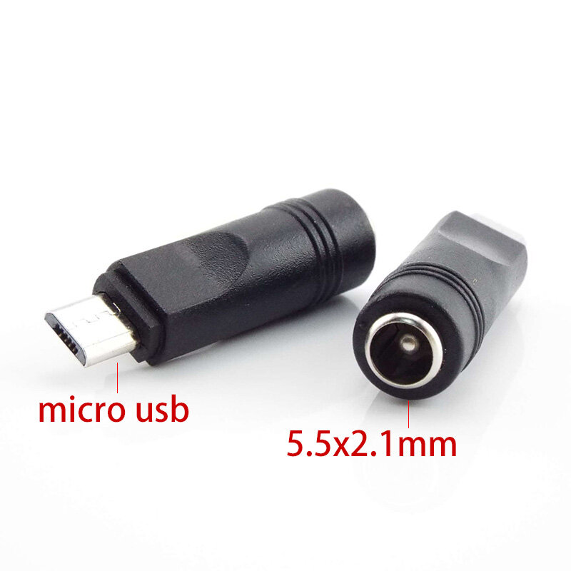 1 pces dc 5.5*2.1mm fêmea para micro usb macho plug power converter jack carregador adaptador conector para portátil/tablet/telefone móvel