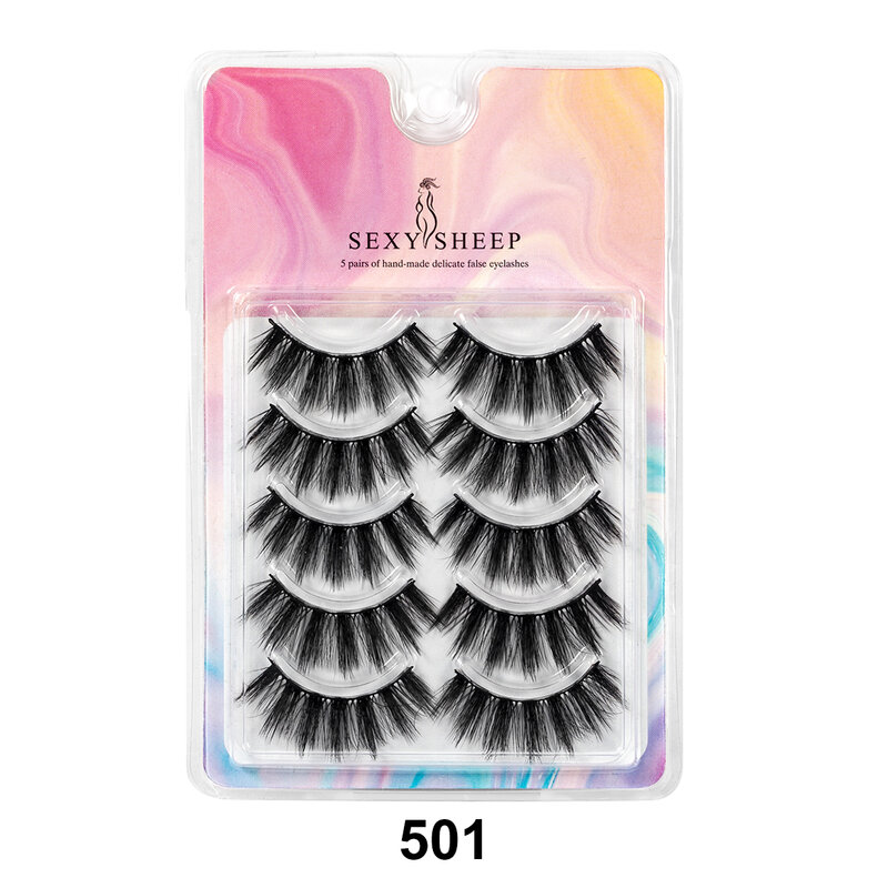 5Pairs 3D Soft Eyelashes Wispy Fluffy Crisscross Natural Lashes Handmade Eye Makeup Extension Tools