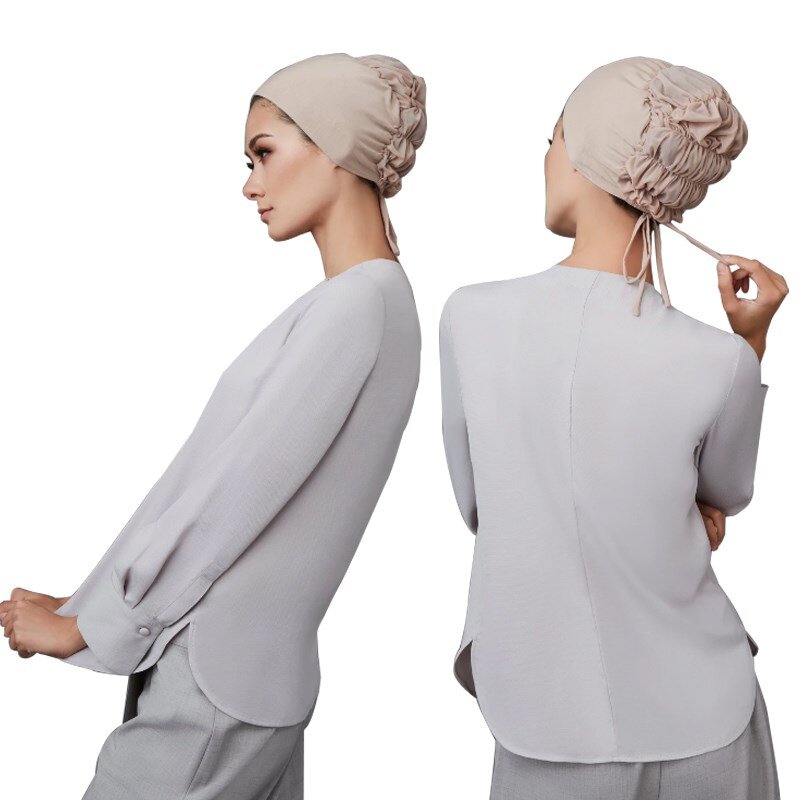 2020 muslim women elastic tie back jersey hijab underscarf caps soft cotton head wrap turban bonnet islamic headscarf turbante