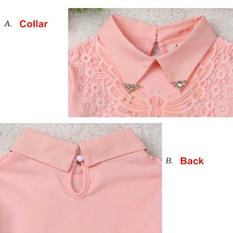 Spring Fall Cotton Blouse for Big Girls Embroidery School Clothes Children Baby Girl Long Sleeve Lace Shirt Kids Tops 3-12 Years