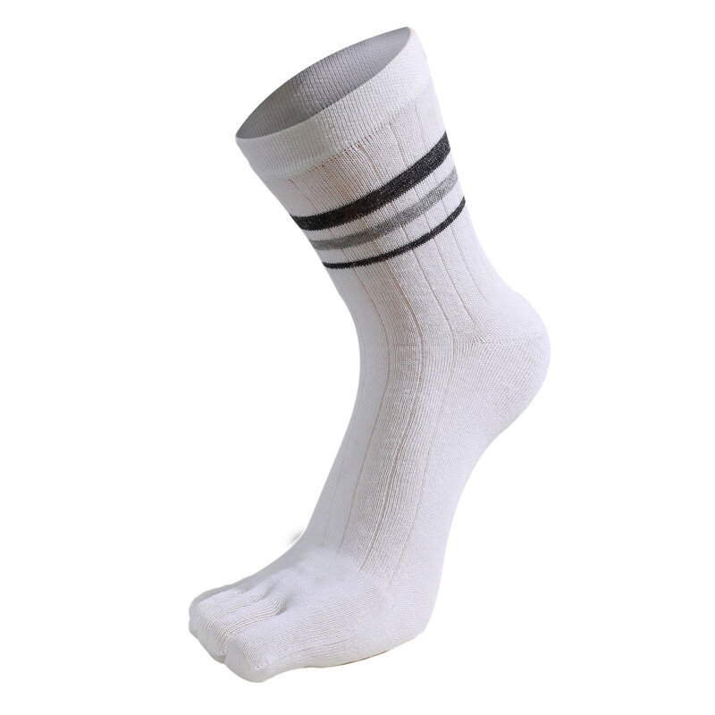 5 pares homem curto cinco dedo meias de algodão puro sólido negócio listrado padrão respirável meias com dedos separados venda quente