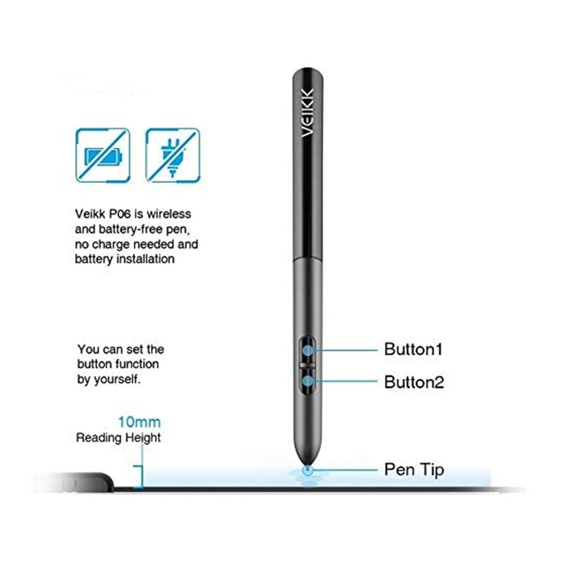 VEIKK A30 Tablet graficzny 8192 czułość nacisku (pasywny długopis bez baterii) USB 9mm cienki Tablet graficzny 4 klawisze panel dotykowy