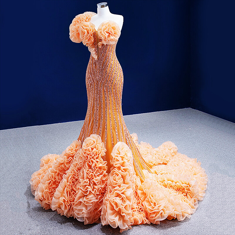 คลอดบุตรชุดอย่างเป็นทางการสำหรับหญิงตั้งครรภ์ Mermaid Prom Dresses 3D ดอกไม้ Appliqued Sweetheart หรูหรา Sequins ชุดราตรี
