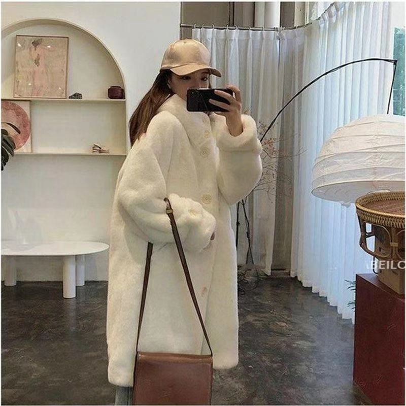 New Winter Women Fashion Fur Coat Loose Long Fur Coat Large size Hooded OverCoat Thick Warm Female Plush Coats