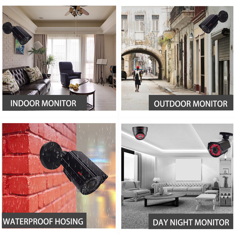 보안 카메라 시스템 CCTV 키트, DVR 카메라, HD 4CH, 1080N, 5in 1, 720P, 1080P, AHD 카메라, 2MP, P2P 비디오 감시 세트, 2 개