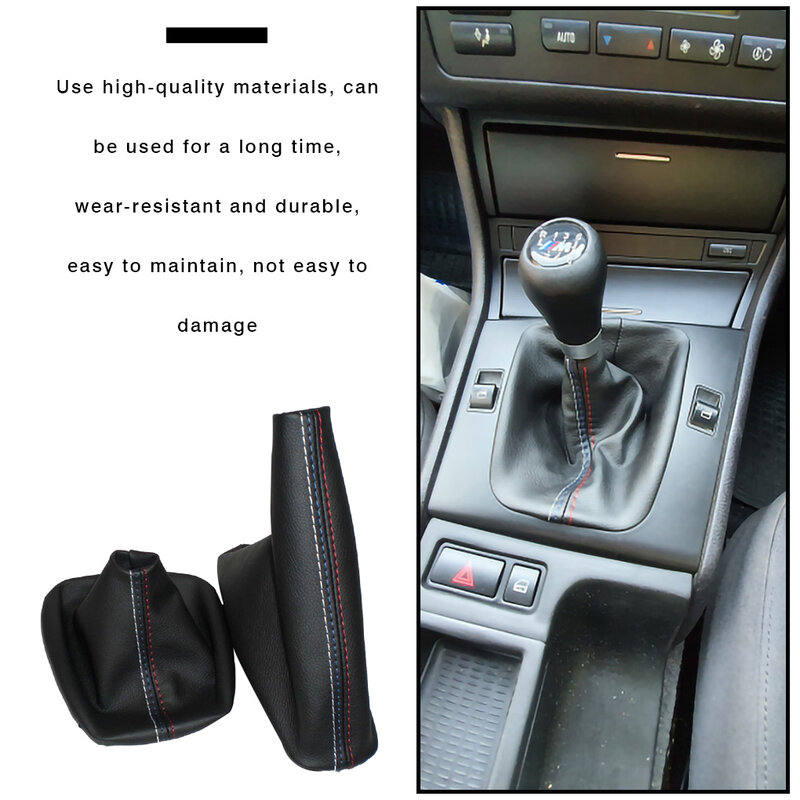 Palanca de cambios de coche, cubierta a prueba de polvo, manija de freno de mano, cubierta de cuero de imitación para modelos manuales BMW E30 E36 E34 E46 Z3