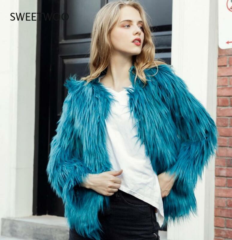 Abrigo peludo de manga larga para mujer, chaqueta peluda elegante y cálida para otoño e invierno, 4Xl
