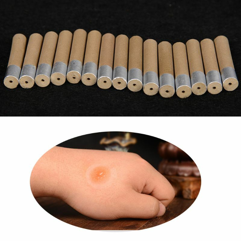 Rollos de Moxa gruesos de 35x7mm, palo de rodillo tradicional chino con moxibustión de aluminio, masaje de acupuntura, 5 años de edad, 10 unids/caja