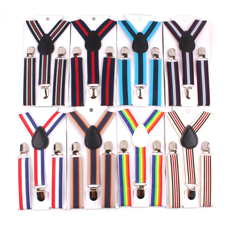 New Adjustable Kids Suspenders Elastic Striped Suspender Candy Color Children Braces Wedding Accessories Girls Boys Straps