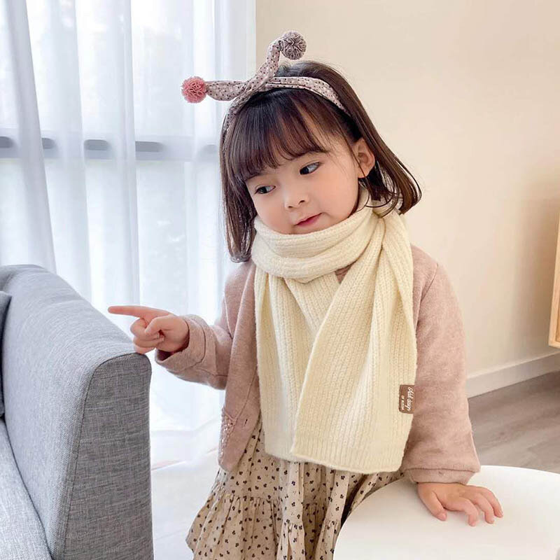 Детские шарфы, теплые модные однотонные универсальные простые детские нагрудники из искусственного кашемира для мальчиков и девочек в Корейском стиле на осень и зиму