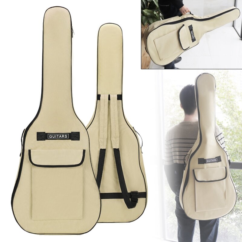 Мягкий водонепроницаемый рюкзак из ткани Оксфорд для акустической гитары/электрогитары с двумя ремнями