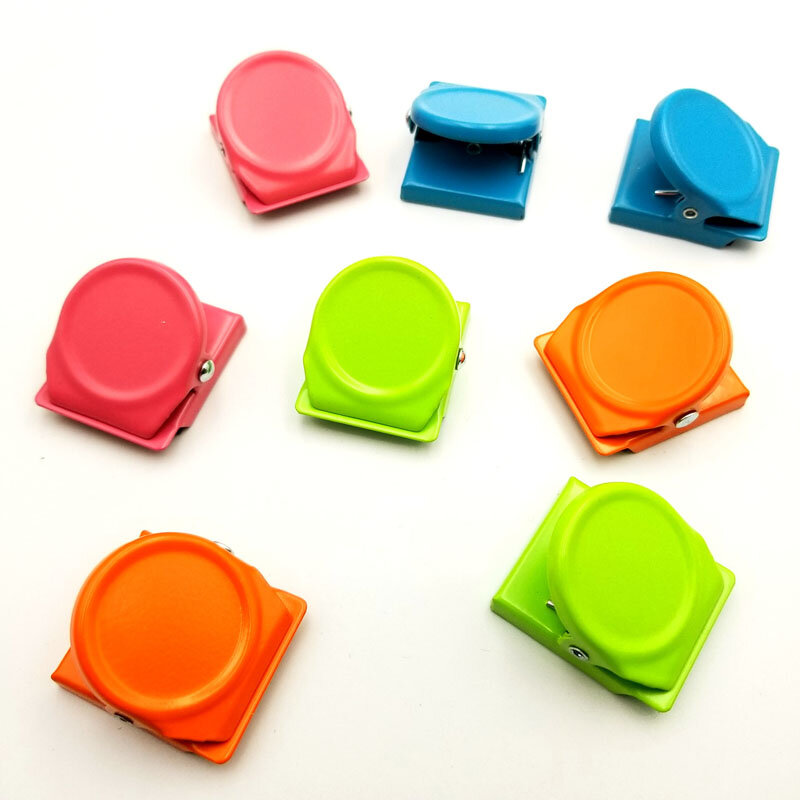 4 ชิ้น/ล็อตที่มีสีสัน Duty ตู้เย็นไวท์บอร์ดแม่เหล็กคลิปกระดาษคลิปตกแต่งอุปกรณ์สำนักงาน binder clip
