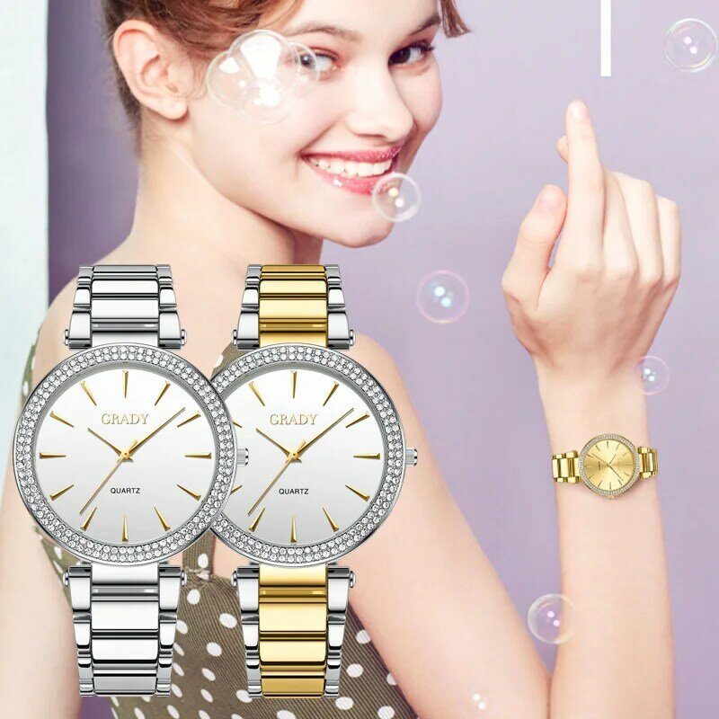 Luxury ผู้หญิงนาฬิกานาฬิกาผู้หญิงจัดส่งฟรี Luxe Femme ของขวัญภรรยานาฬิกาเพชรควอตซ์นาฬิกานาฬิกาข้อมือสำหรับสุภาพสตรี