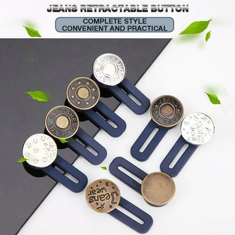 10pcs Jeans Retractable  Fastener Metal Buttons for Clothing Perfect Fit Adjust Button self Increase Reduce Waist 17mm diy  Sew