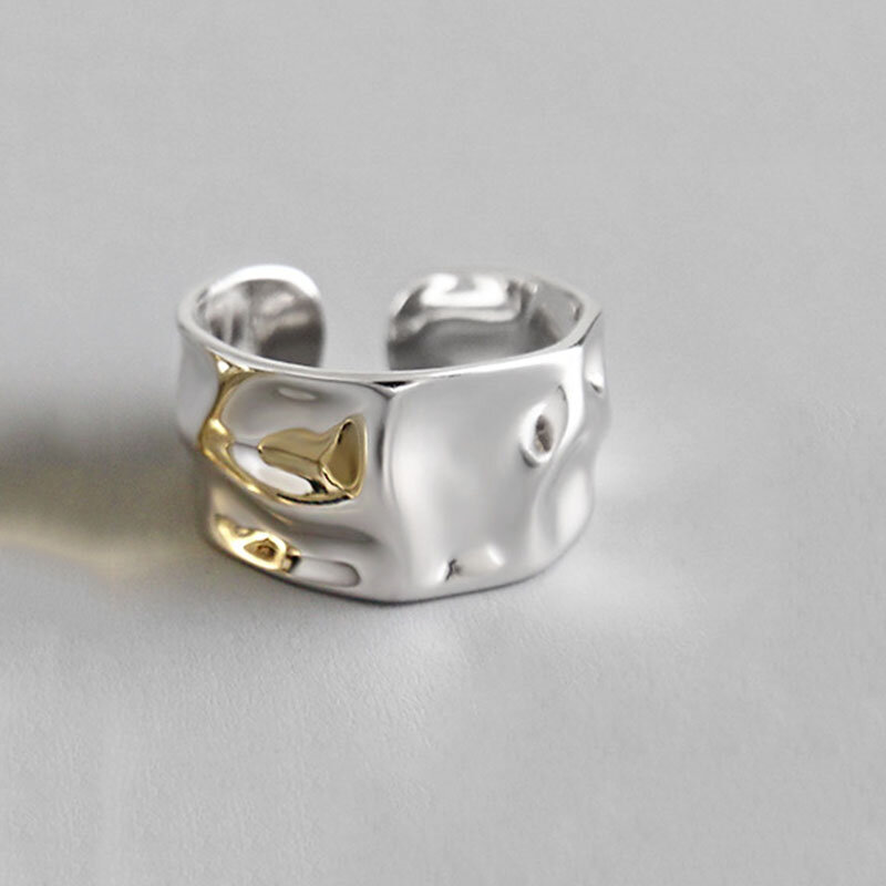 XIYANIKE Silber Farbe Engagement Ringe für Frauen Paar Trendy Unregelmäßige Geometrische Handgemachten Schmuck valentinstag Geschenke