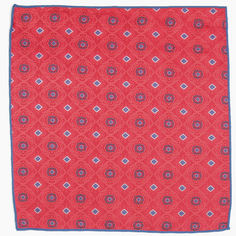 red color patterned pocket square with patterns handkerchief