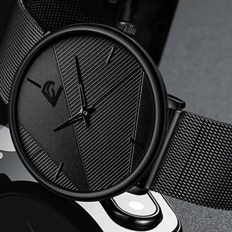 Relógio masculino ultra fino de quartzo empresarial, moda minimalista, relógio de pulso simples, relógios masculinos, 2023