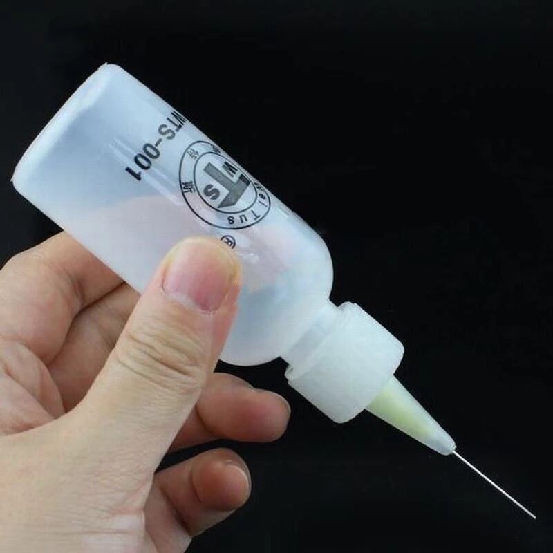 Botella de mano de plástico transparente para limpieza de soldadura, dispensador de aceite y Alcohol con punta de aguja, WTS-001 de reparación DIY, 50ml