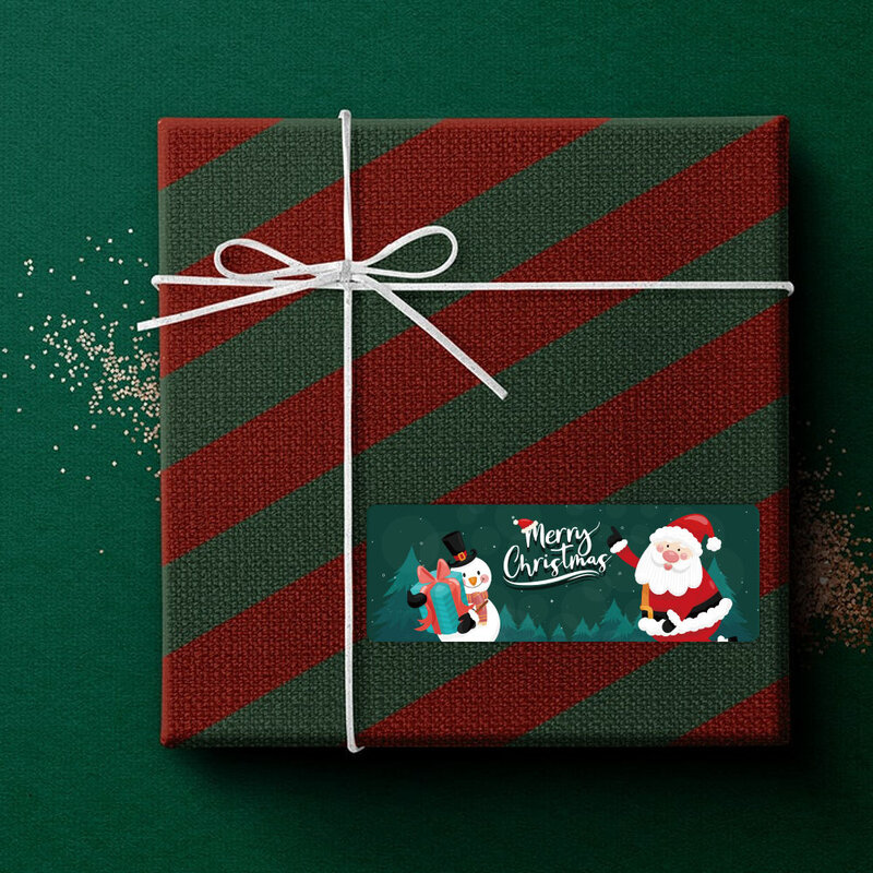 120pcs/roll Merry Christmas Gifts Stickers New Year 2022 Thank You Sticker Christmas Decoration Gift Box Sealing Package Sticker