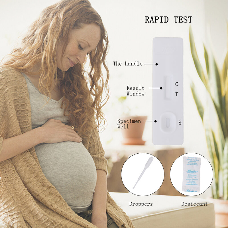 IKOKY 5pcs 여성 HCG 조기 임신 테스트 스트립 임신 테스트 키트 정확도 소변 가정용 개인 측정