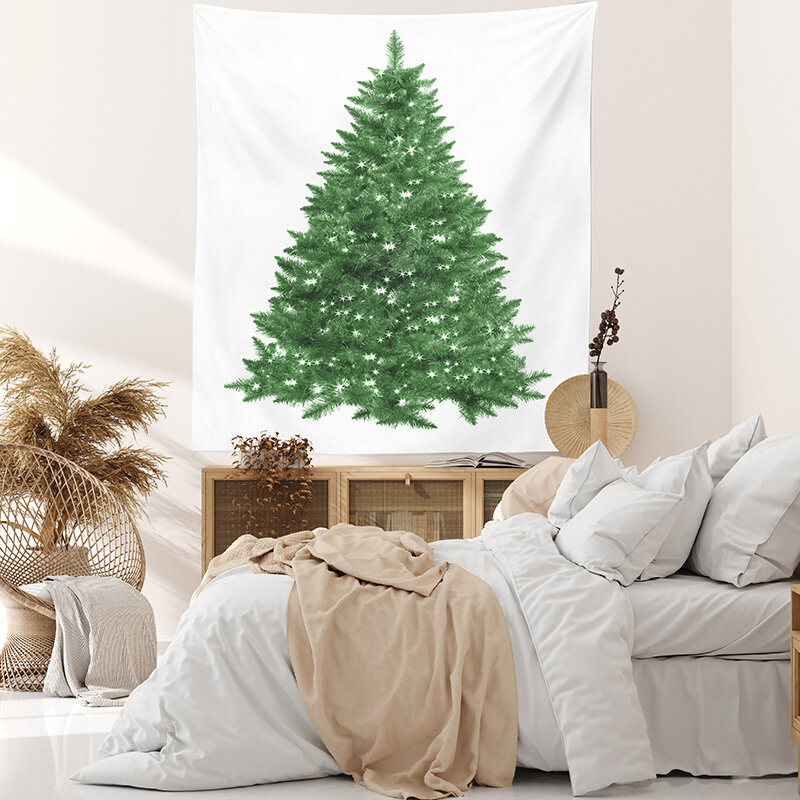 Color Christmas tree print tapestry Christmas decoration background cloth 1 piece