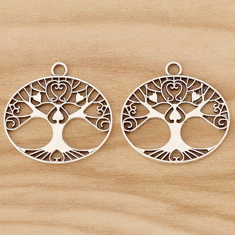 20 Pieces Tibetan Silver Double Sided Hollow Filigree Tree Life Charms Pendants for DIY Jewellery Making Findings Accessories