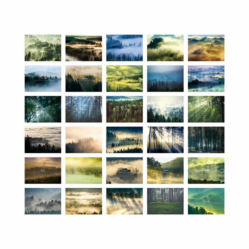 30 unids/set/juego bosque brumoso con selección de frases en inglés clásicas tarjetas de regalo paisaje de bosque fotografía postales