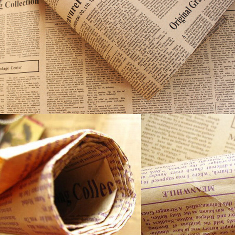 1 Buah 52X75Cm Kertas Bungkus Kado Koran Antik Kertas Paket Sendok Garpu DIY Sampul Buku Aksesori Kemasan Bungkus Kertas Kraft