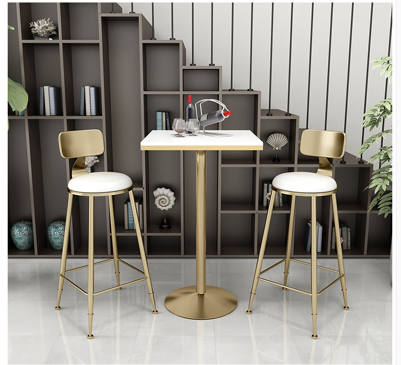 철제 바 의자 간단한 신선한 밀크티 숍 테이블 의자 그물 레드 바 테이블 의자 조합 높은 테이블 의자 작은 원형 테이블