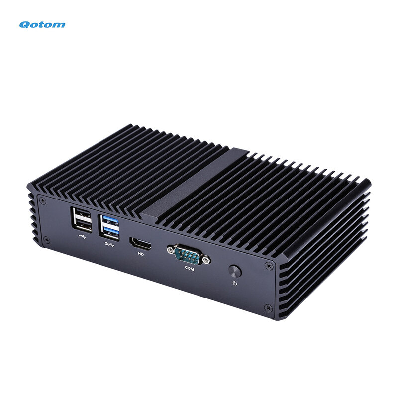 Qotom Mini PC Core i3 i5 Processador a bordo 4x I225V 2.5G Portas LAN RS-232 Fanless Home Office Firewall Router